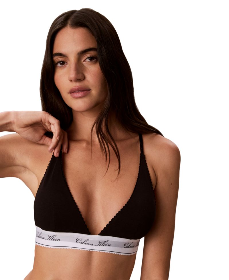 Icon Cotton-Modal Script Wireless Lightly-Lined Triangle Adjustable Strap Bra, QF9068