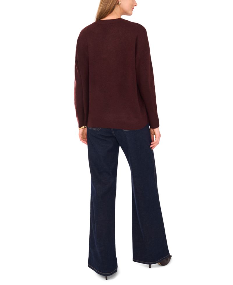 Women's Cozy V-Neck Dropped-Shoulder Sweater