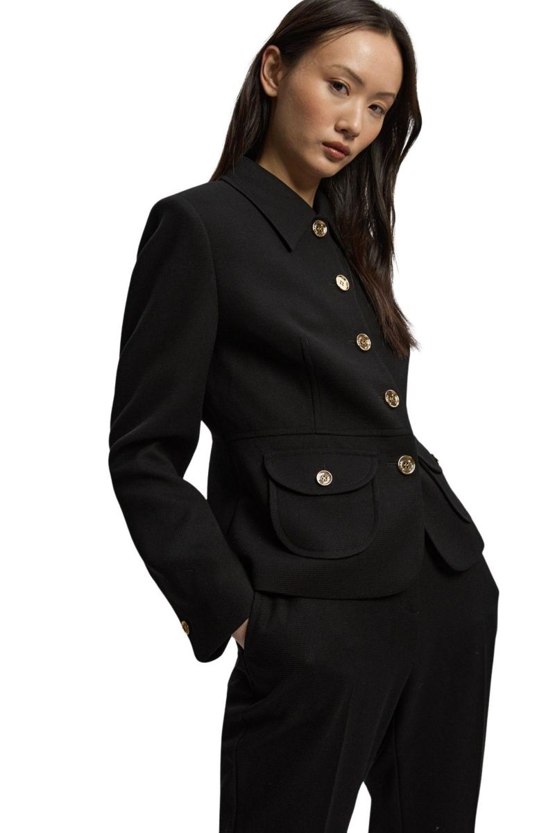 Women's Textured Compact Stretch Tailored Blazer