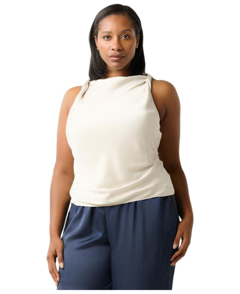 Plus Size Tahni Cowl Neck Satin Tank Top
