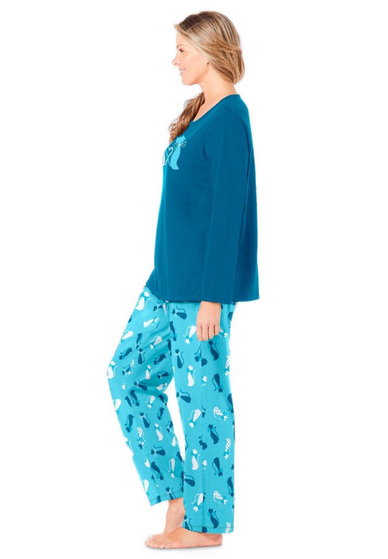 Women's Dreams and Co. Long Sleeve Knit PJ Set