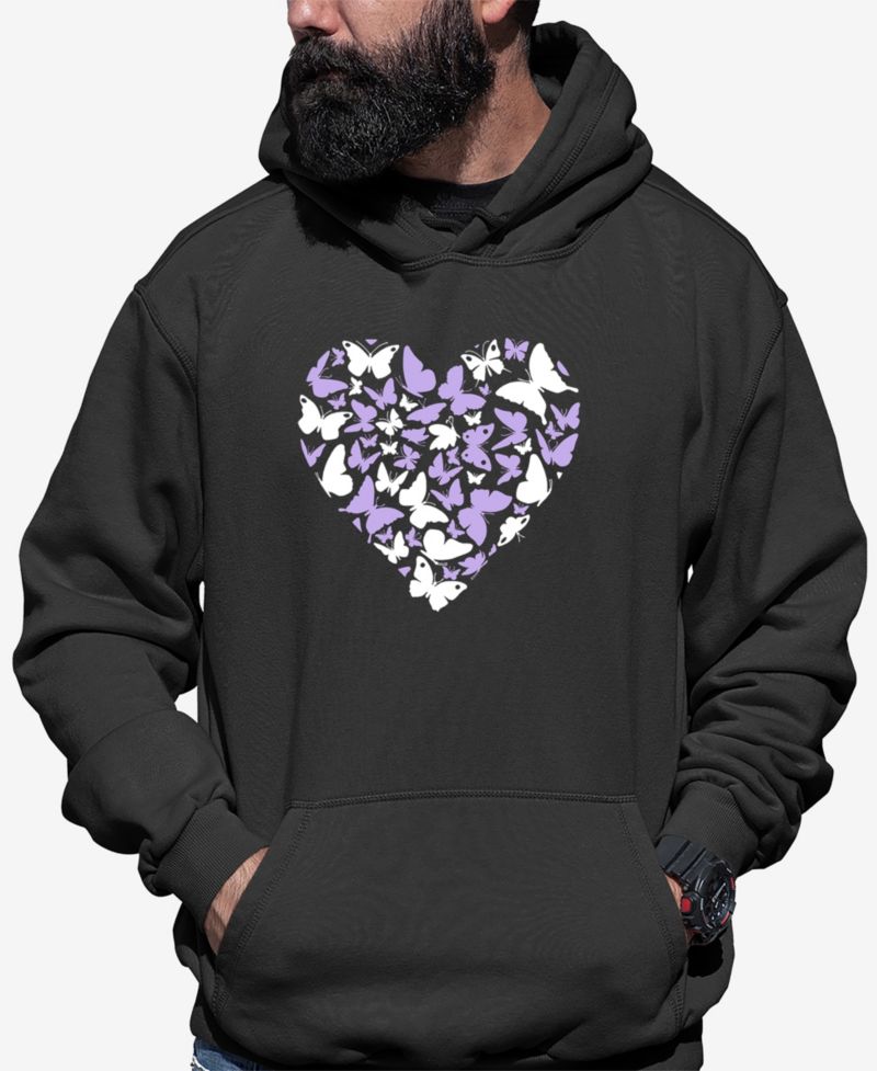 Men's Butterfly Heart Word Art Hooded Sweatshirt