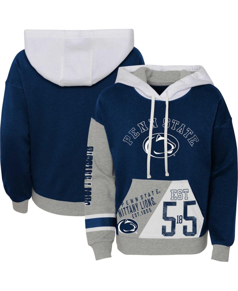 Big Girls Navy Penn State Nittany Lions True Fan Soft Fleece Pullover Hoodie