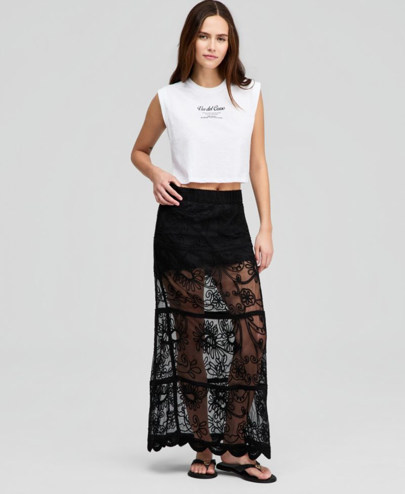 Women's Soutache Mesh Maxi Skirt