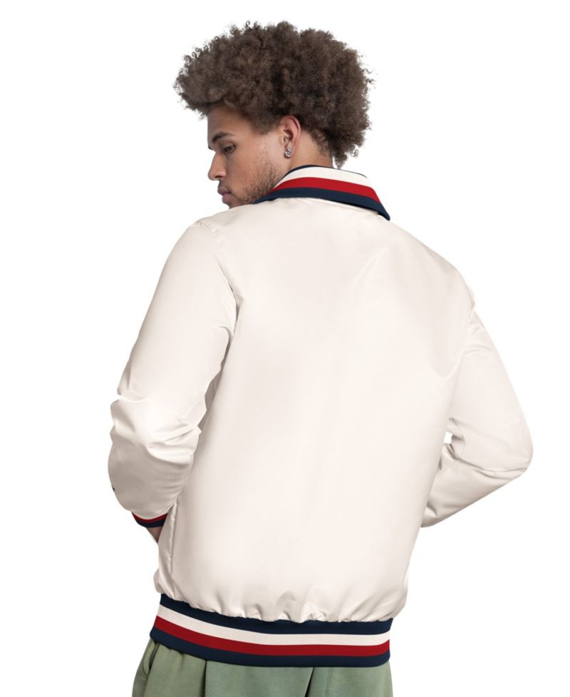 Men's White Boston Red Sox The Captain Cooperstown Logo Full-Zip Varsity Jacket