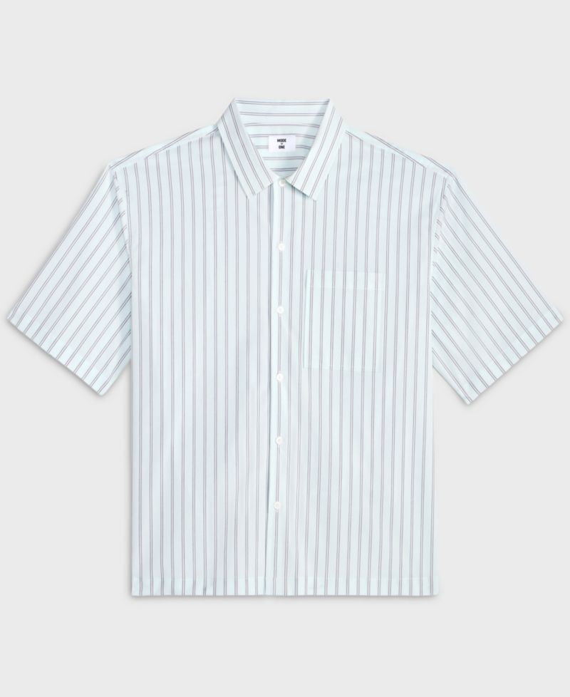Men's Boxy-Fit Striped Short-Sleeve Shirt