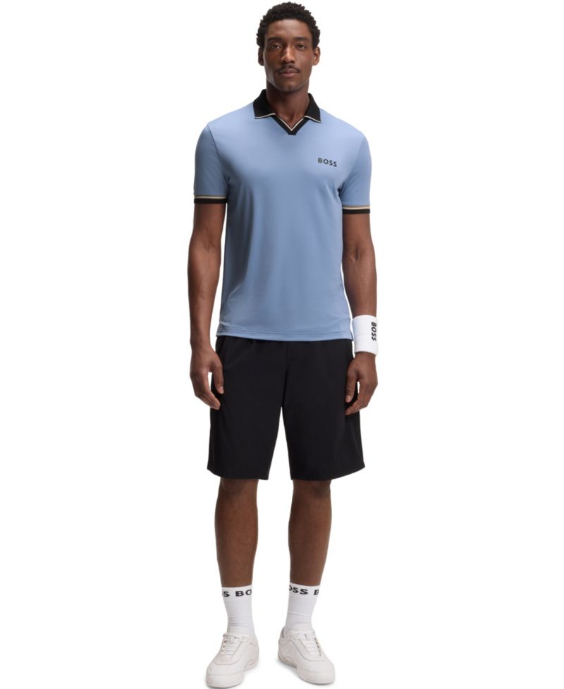 Men's Signature-Stripe Active Slim-Fit Polo Shirt