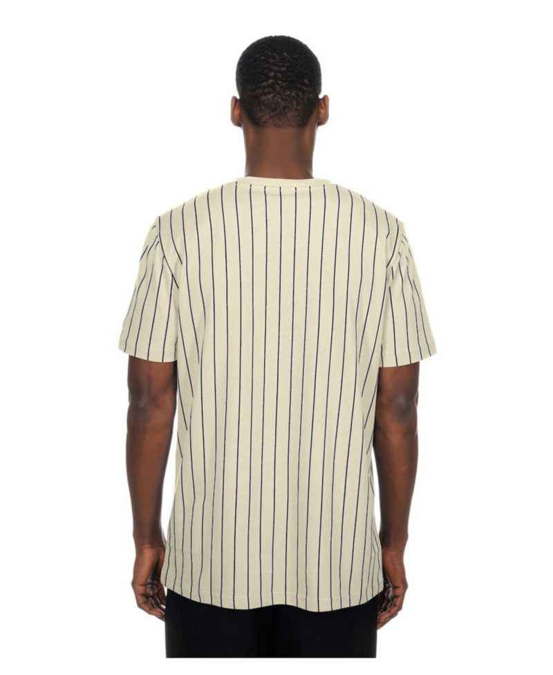 Men's Cream New York Yankees Throwback Meshback Pinstripe T-Shirt