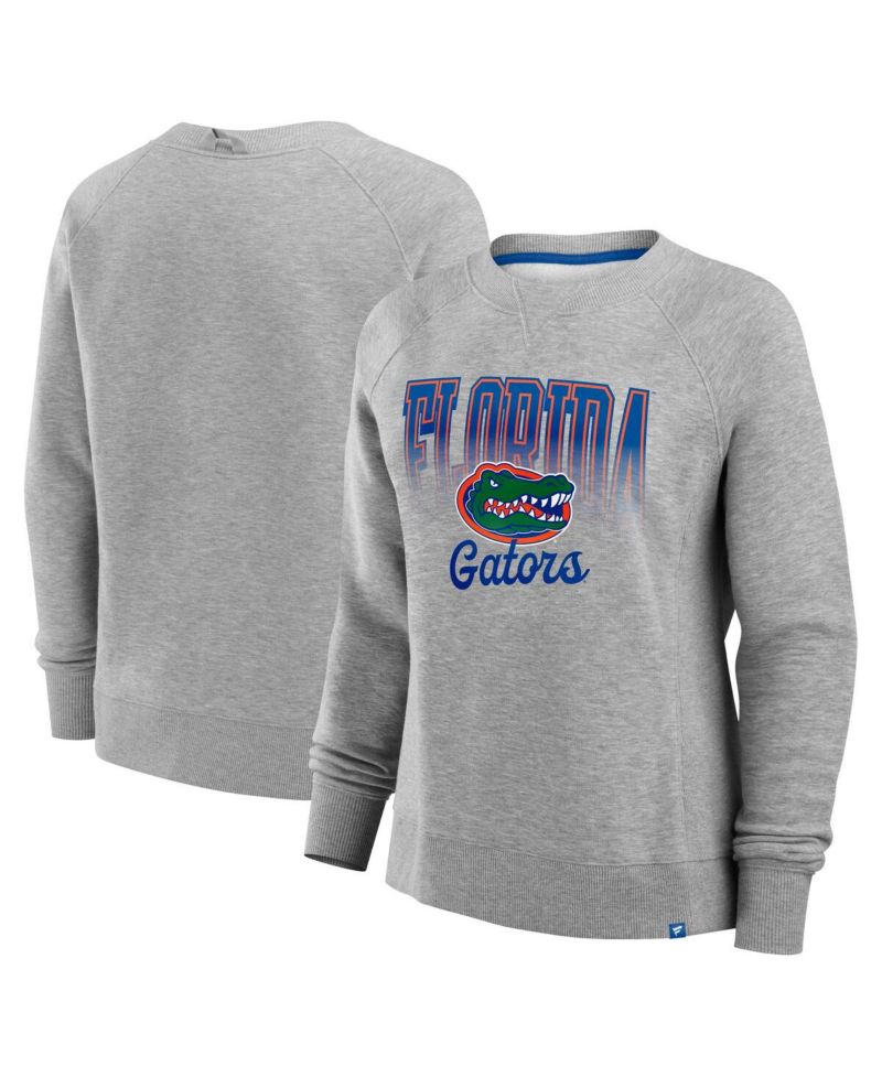 Women's Heather Gray Florida Gators Training Camp Hit Hard Fleece Pullover Sweatshirt