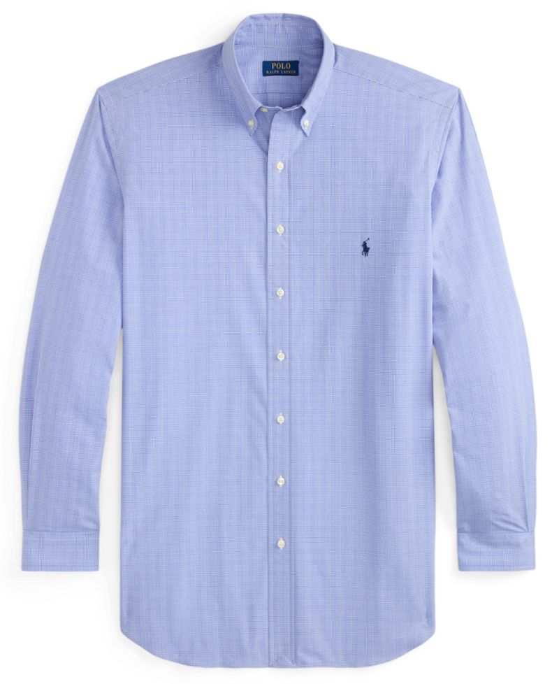 Men's Big & Tall Checked Stretch Poplin Shirt