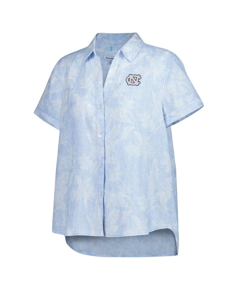 Women's Carolina Blue North Carolina Tar Heels Legacy Leaves Camp Button-Up Shirt