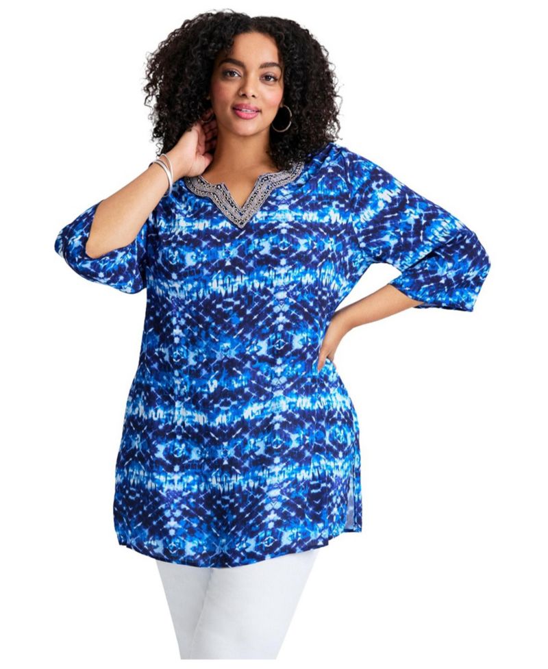 Women's Plus Size Beaded Embellishment Tunic