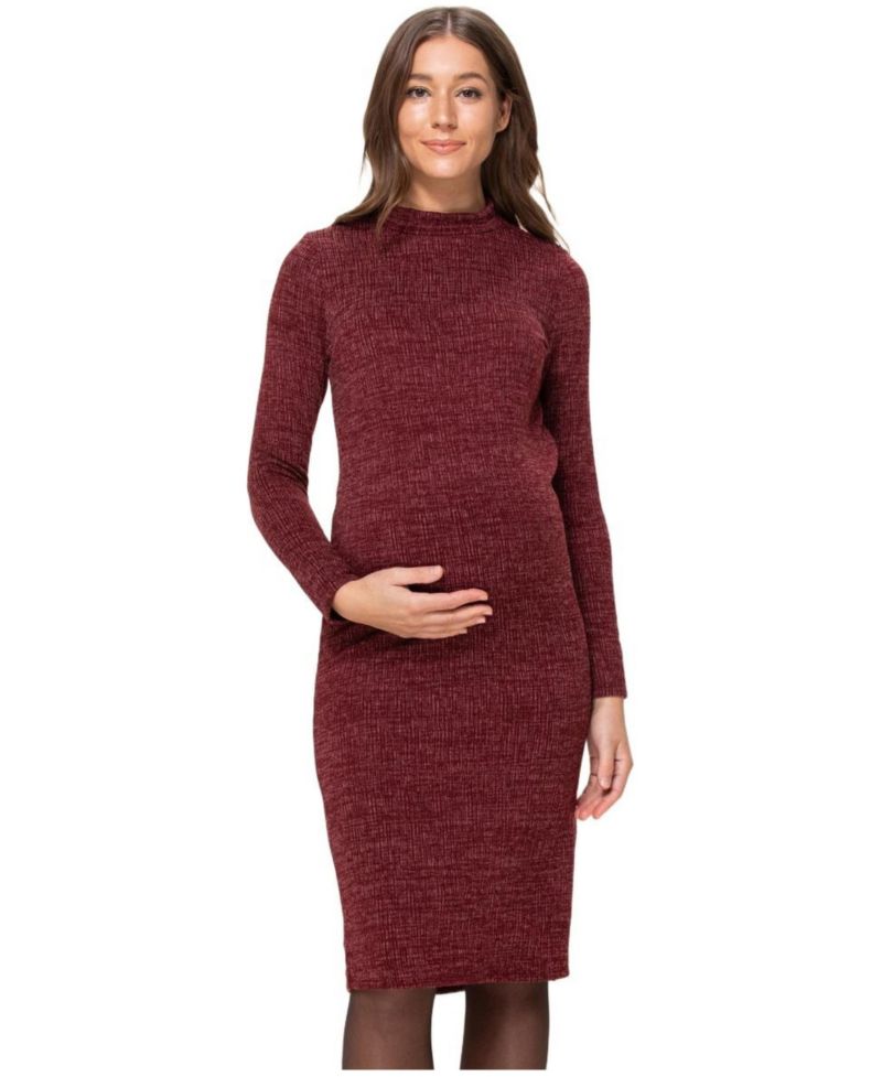 Women's Mock Neck Long Sleeve Side Slit Sweater Dress