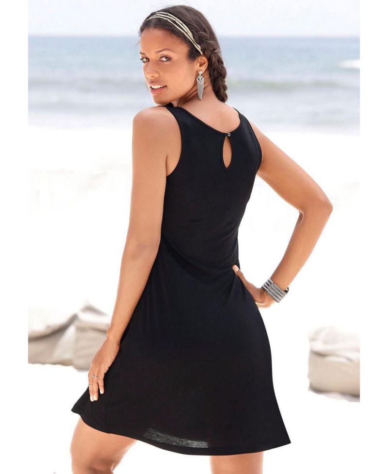 Women's Sleeveless A-Line Keyhole Neckline Dress
