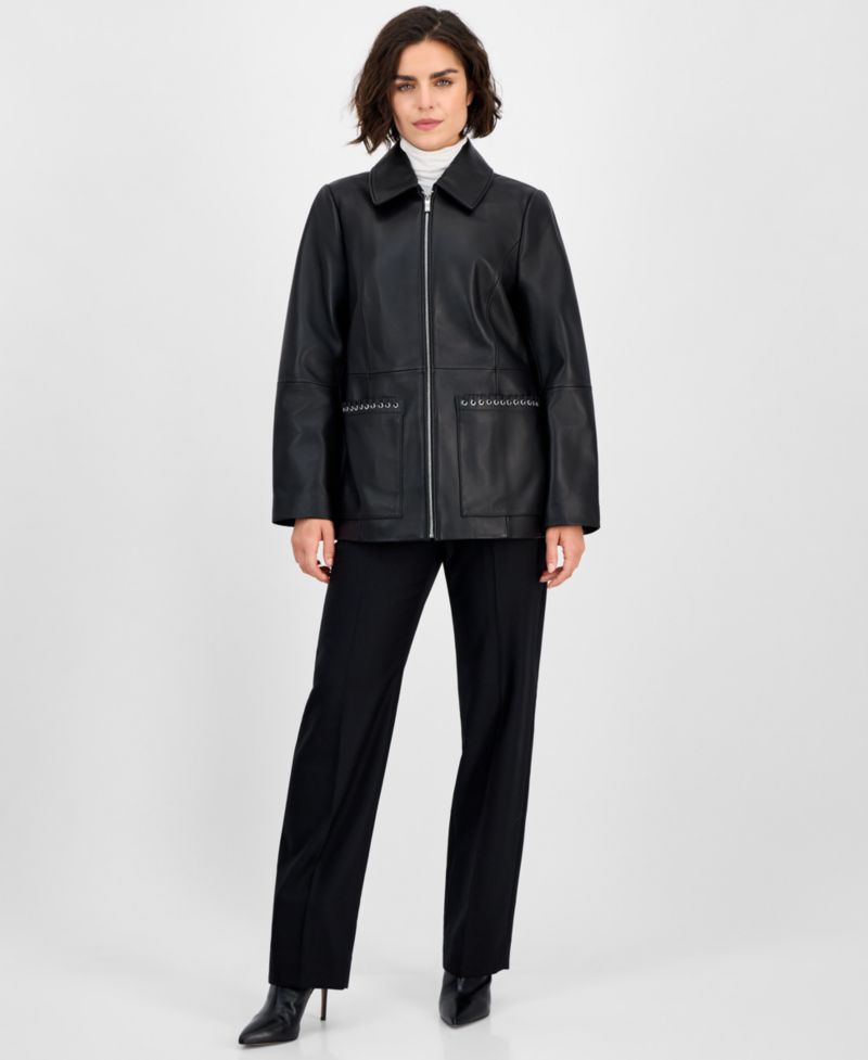 Women's Zip-Front Leather Jacket