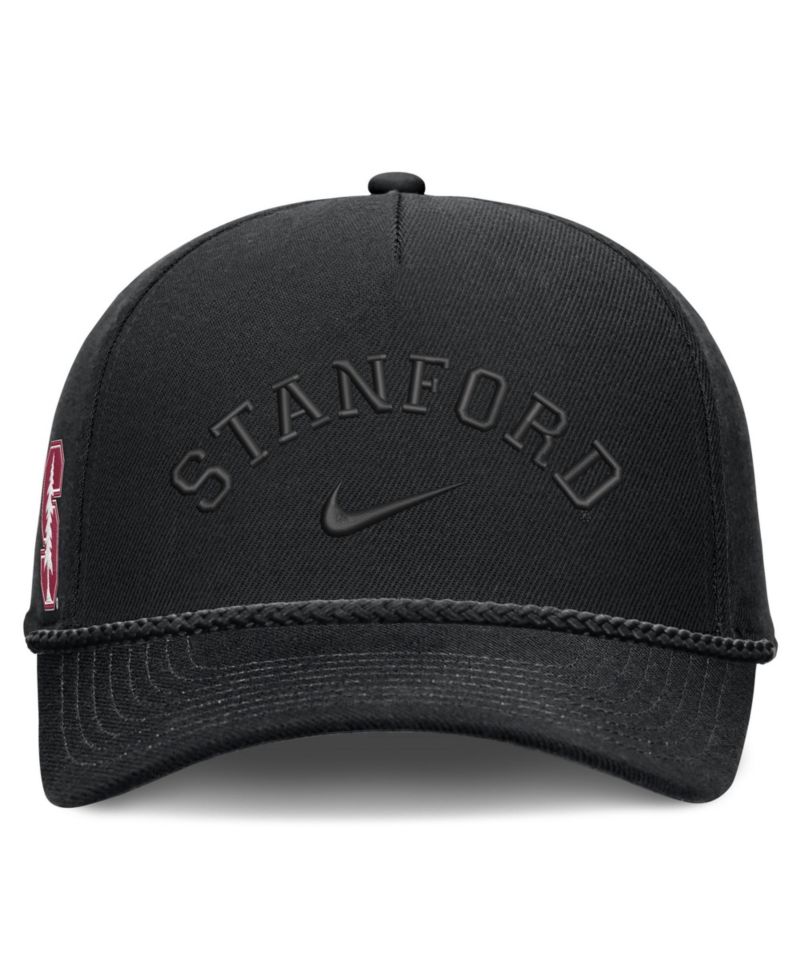 Men's and Women's Black Stanford Cardinal Campus Prep Tonal Rope Rise 5-Panel Adjustable Hat