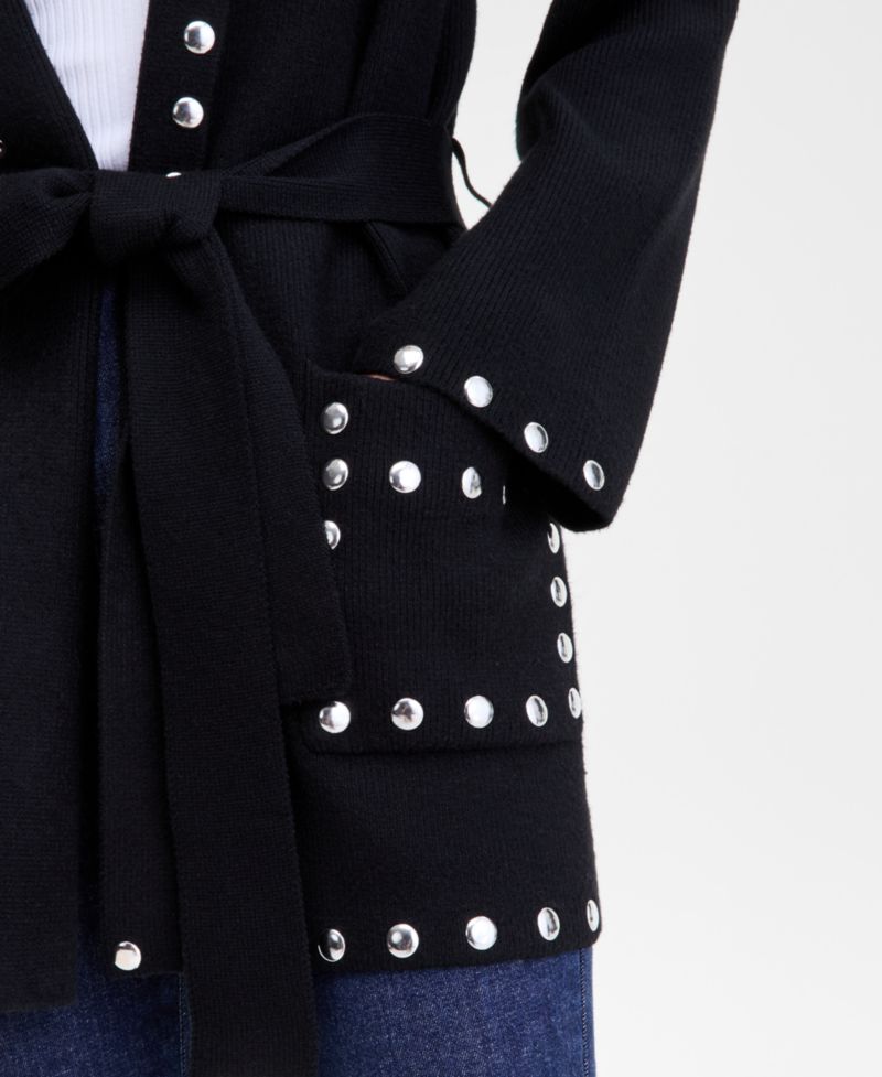 Women's Studded Belted Cardigan