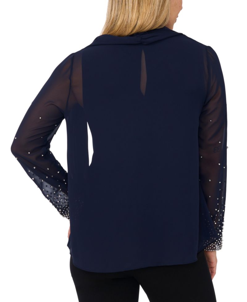 Petite Long-Sleeve Round Neck Top