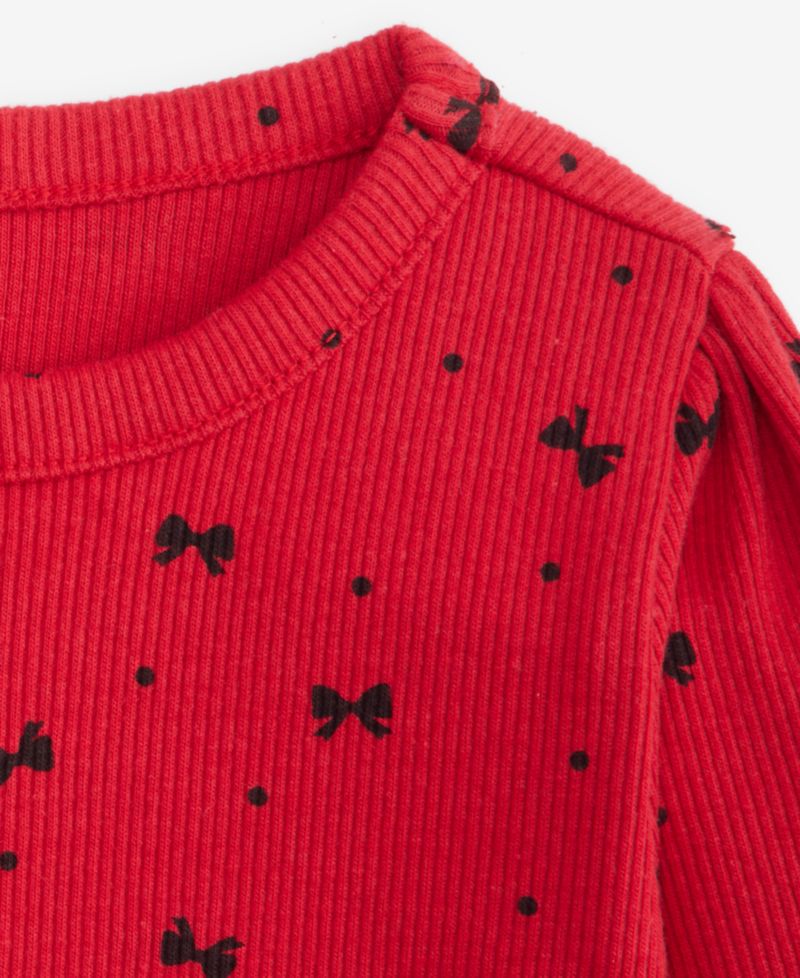 Baby Girls' 3M-24M Mix & Match Long-Sleeve Bow-Print Peplum Ribbed Top