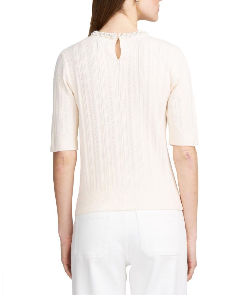 Women's Fine Gauge Embellished Neck Top