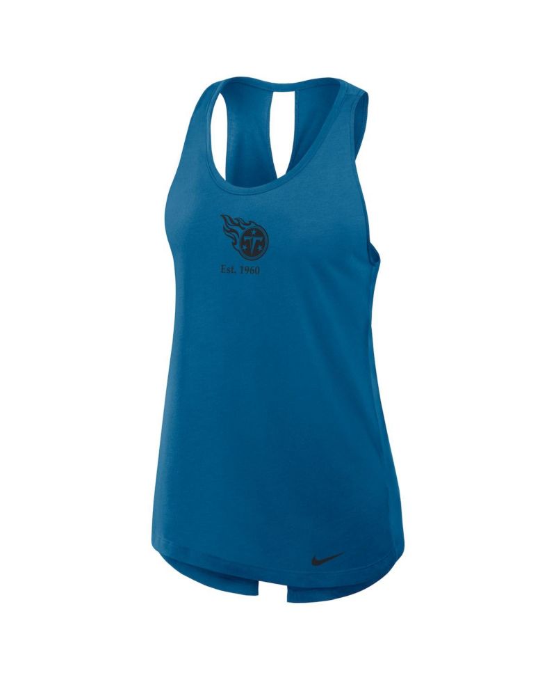Women's Navy Tennessee Titans Glory Crisscross Performance Tank Top