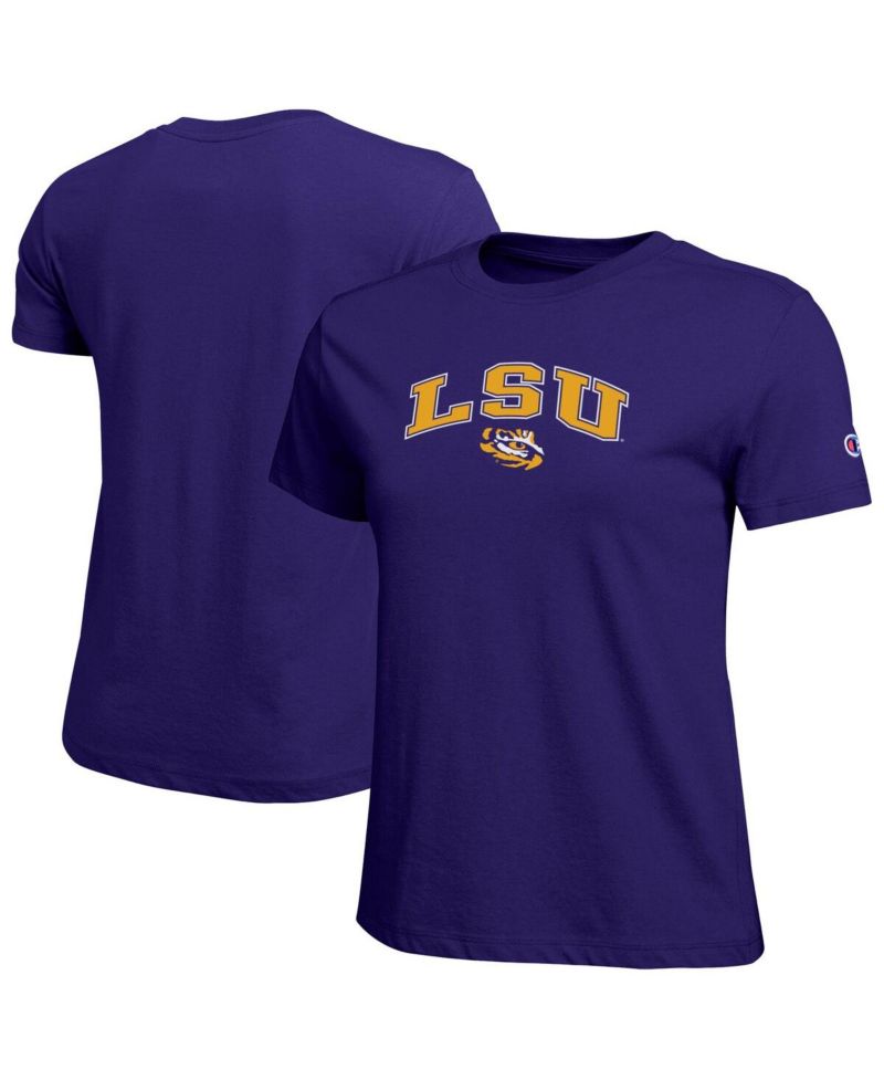 Women's Purple LSU Tigers Arched Over Logo T-Shirt