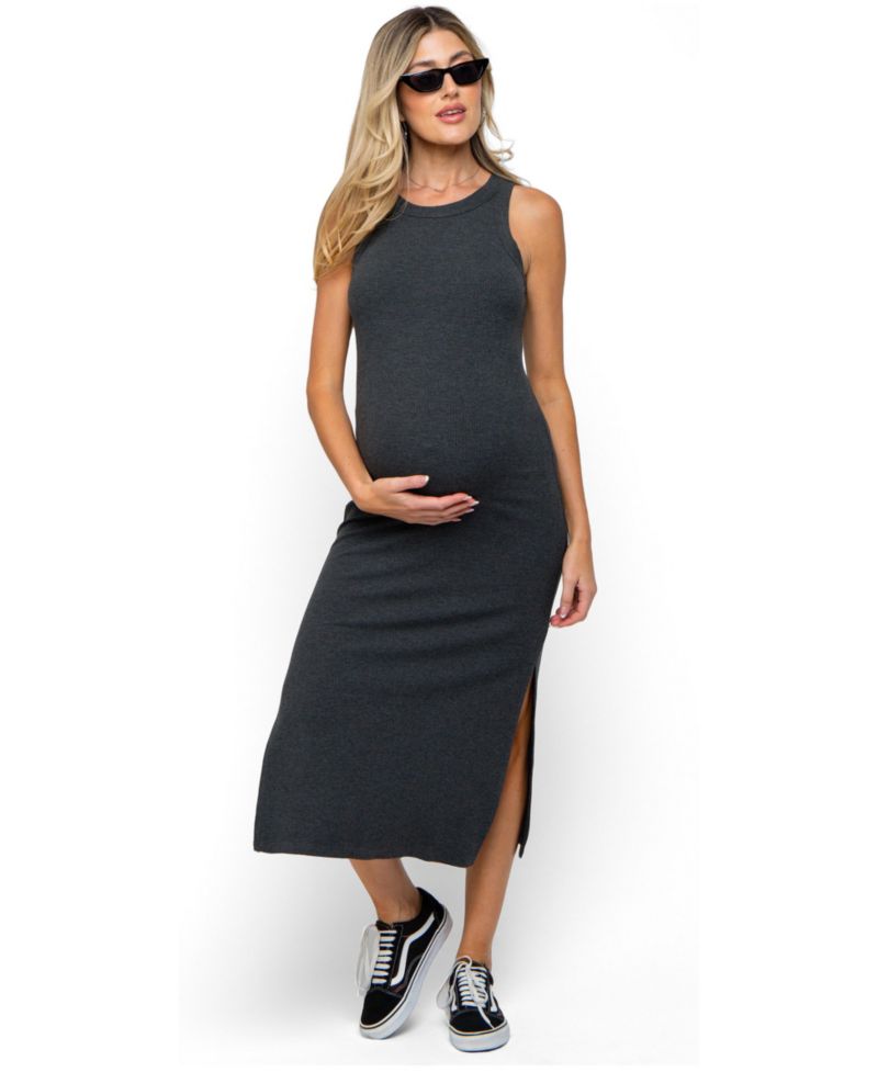 Women's Ribbed Side Slit Tank Dress