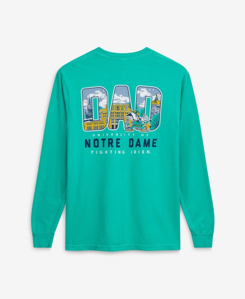 Men's Green Notre Dame Fighting Irish Father's Day Campus Drawing Long Sleeve T-Shirt