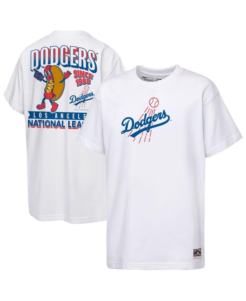 Big Boys and Girls White Los Angeles Dodgers Cooperstown Concession T-Shirt