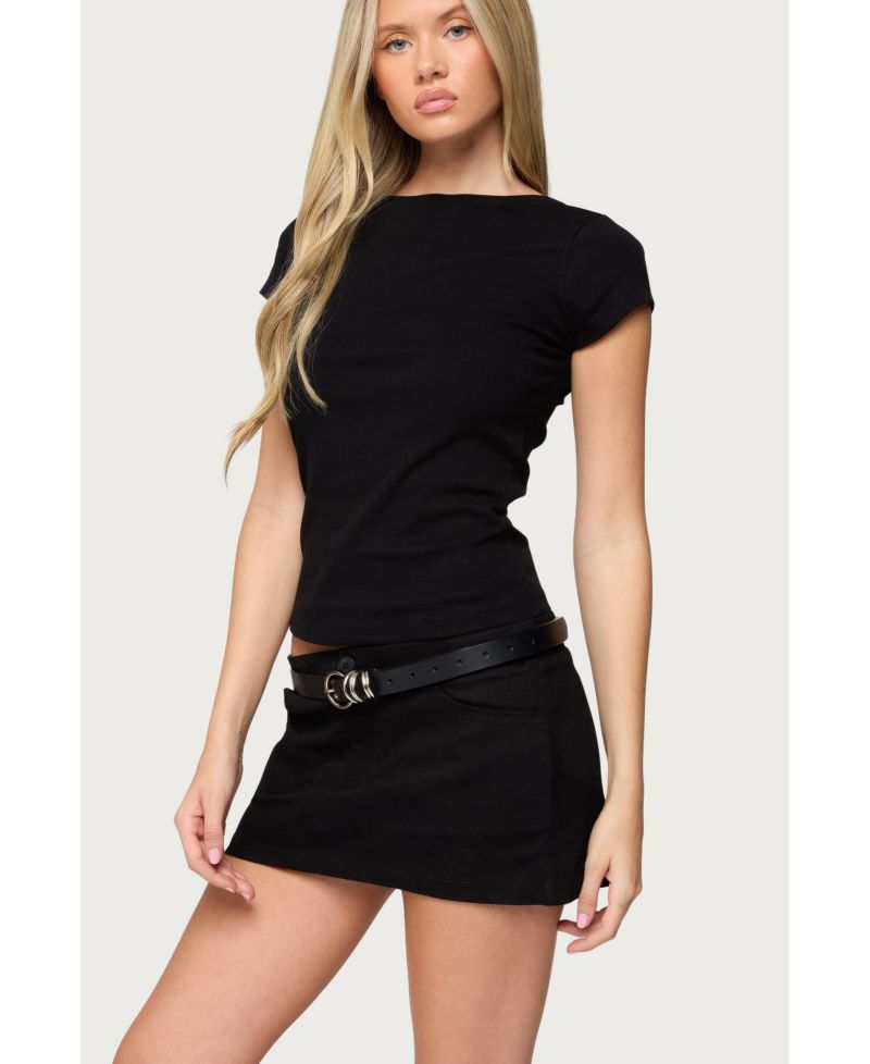Women's Oliana Ribbed Boat Neck T Shirt
