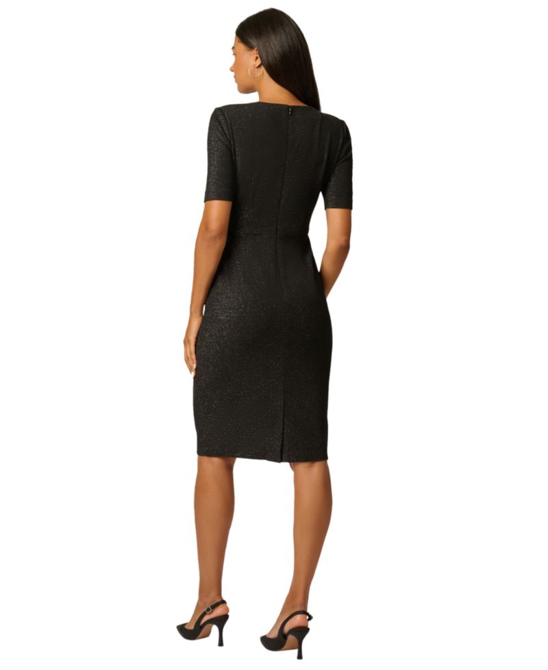 Women's Bow-Waist Short-Sleeve Knee-Length Dress