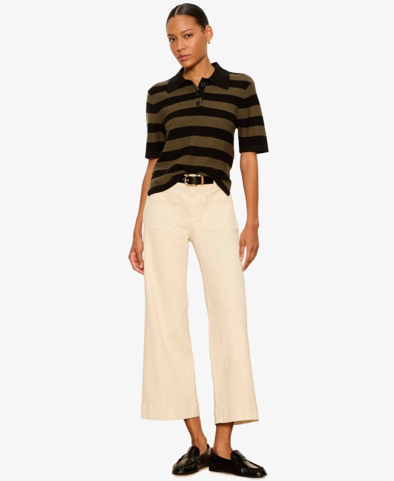 Women's For Keeps Short-Sleeve Striped Polo Sweater