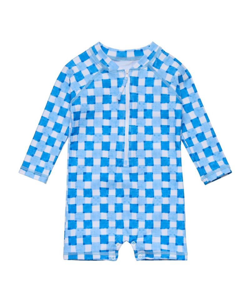 Baby Boys Ocean Grid LS Sunsuit