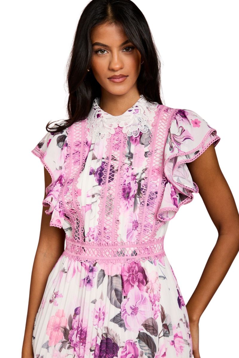 Women's Lace Collar Frill Maxi Dress