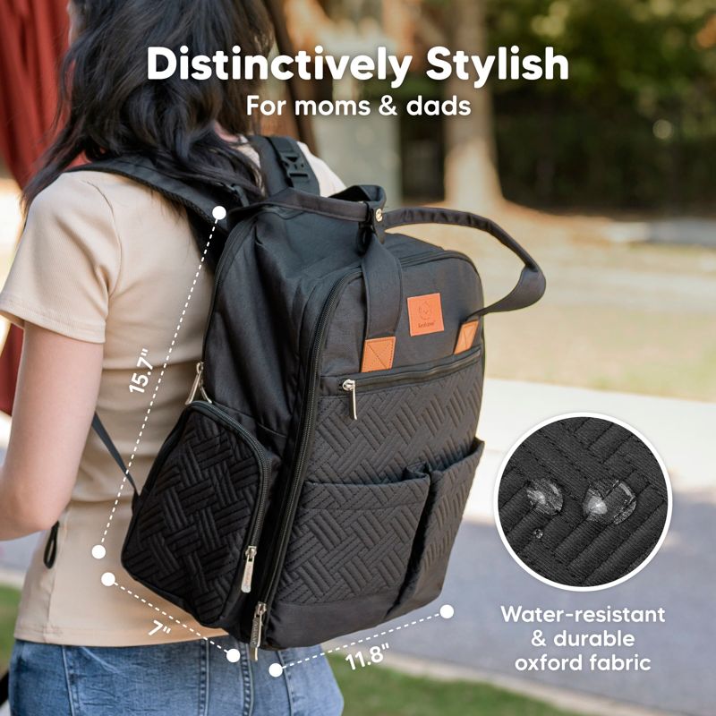 Bree Diaper Bag Backpack, Waterproof Baby Diaper Bags with Changing Pad, Girl, Boy, 2 Kids Travel Essentials