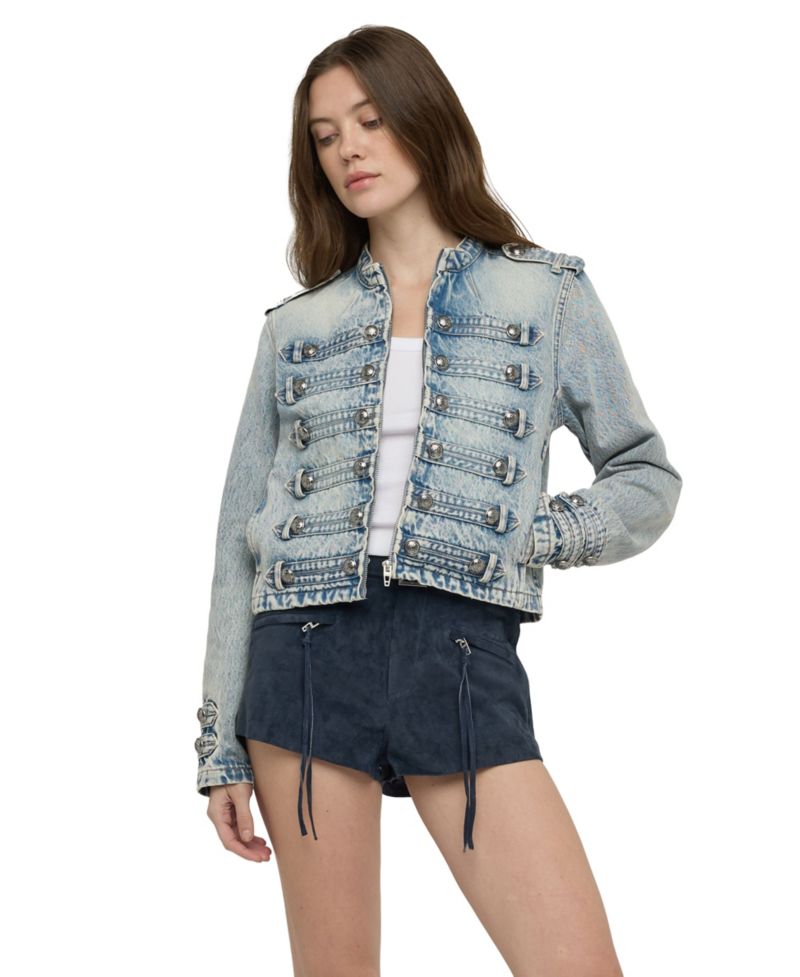 Women's On Duty Cropped Military-Inspired Denim Jacket