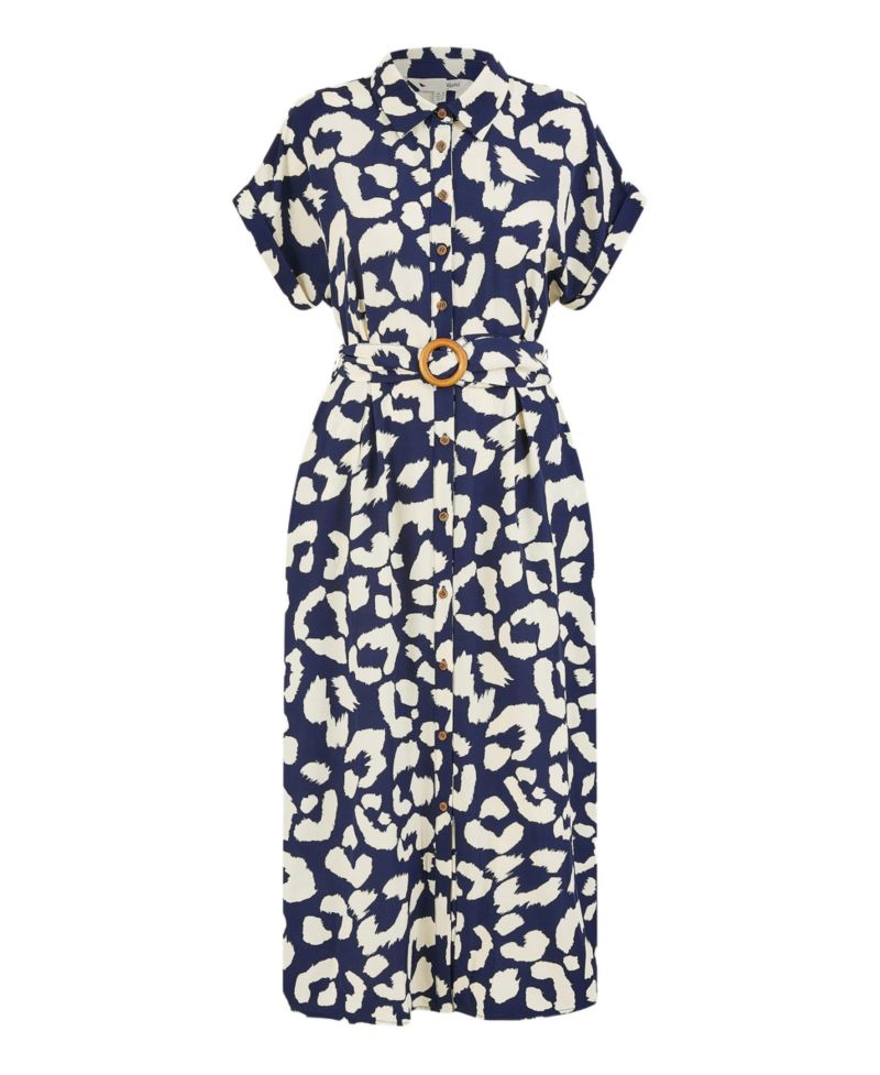 Women's Abstract Animal Print Relaxed Midi Dress