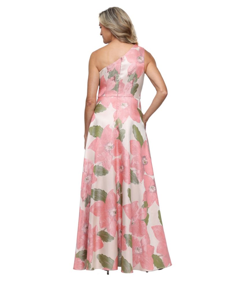 Petite One-Shoulder A-Line Gown