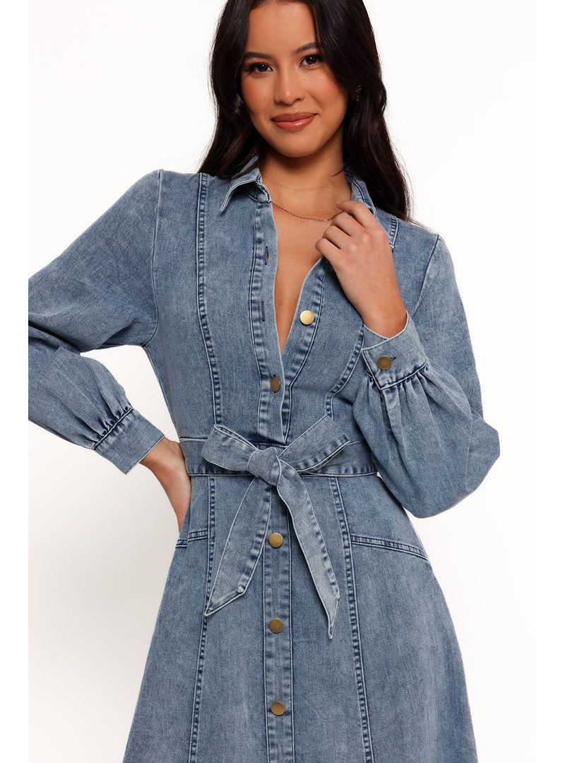 Emberly Long Sleeve Maxi Dress Women's Denim XS