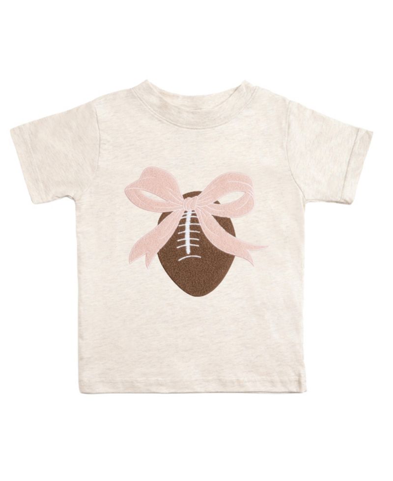 Little Girls Coquette Football Patch Short Sleeve T-Shirt