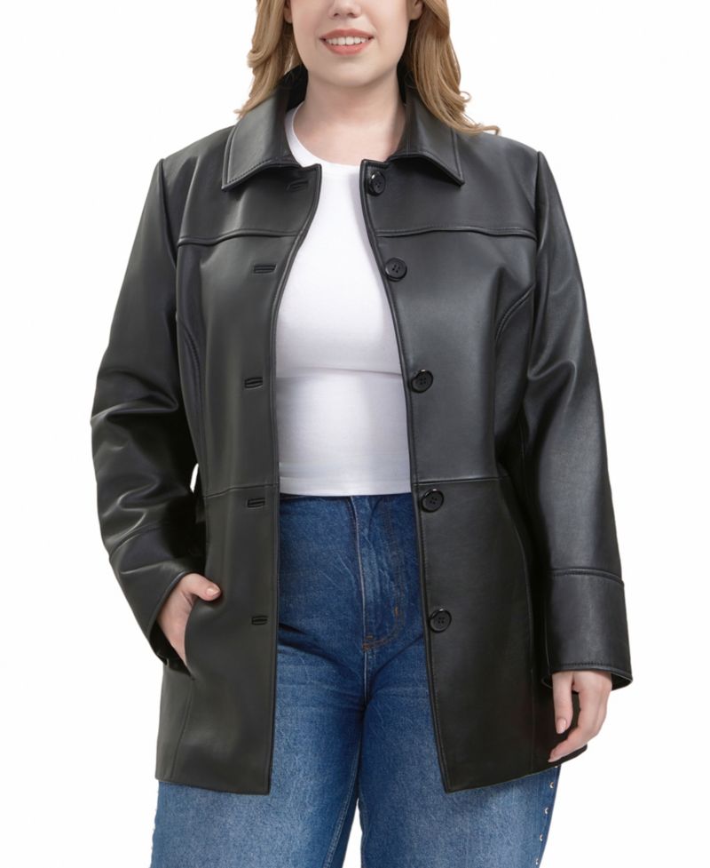 Plus Size Sofia Leather Car Coat