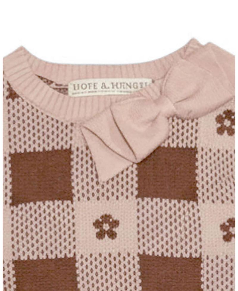 Little and Big Girls' (XXS-L) Organic Bow Detail Intarsia Sweater