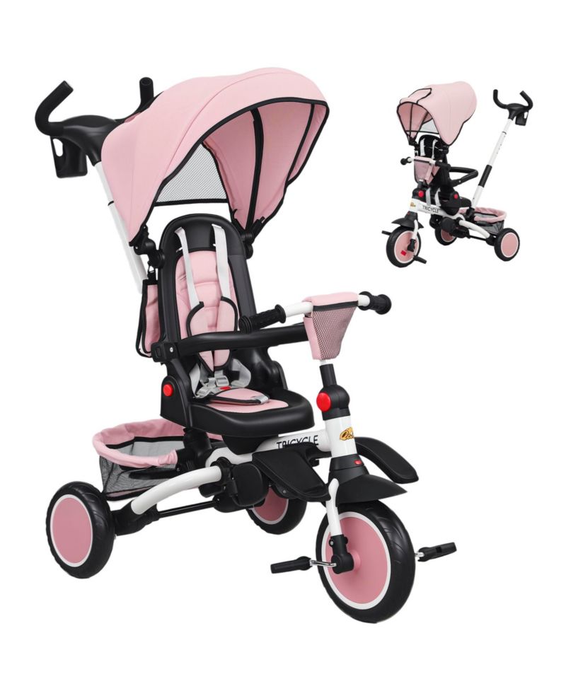 6 in 1 Kids Tricycle with Adjustable Push Handle for 1-5 Years