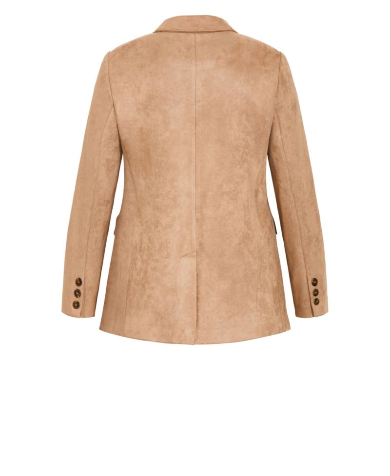 Plus Size Sara Faux Suede Hip-Length Blazer