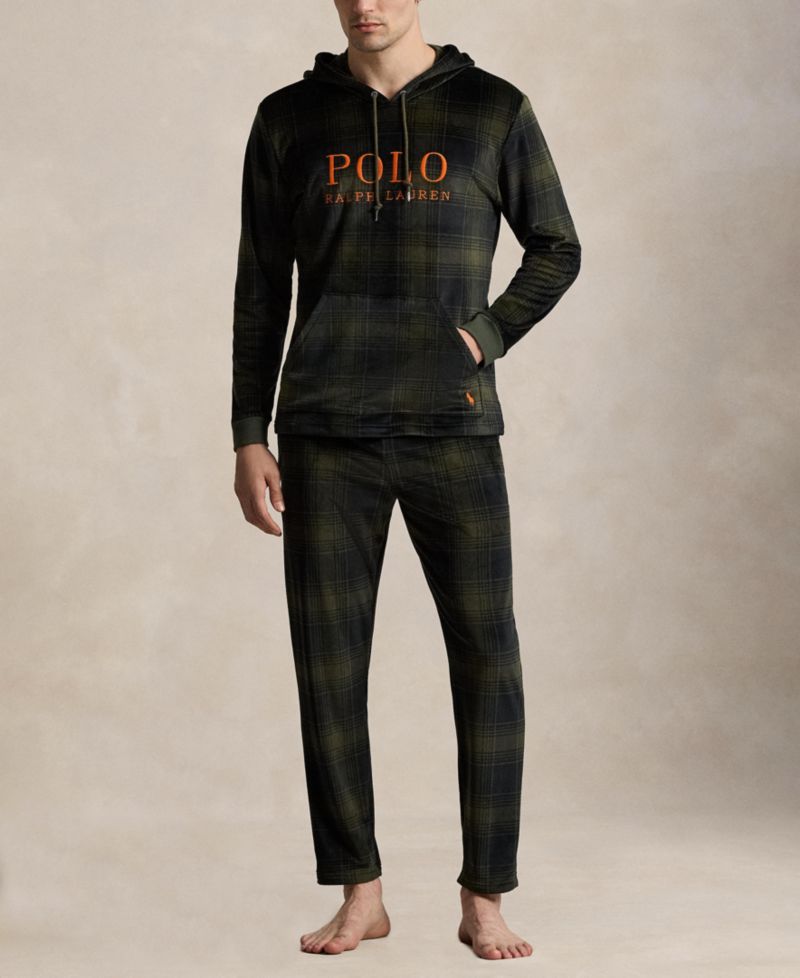 Men's Velour Long-Sleeve Hooded Pajama Hoodie