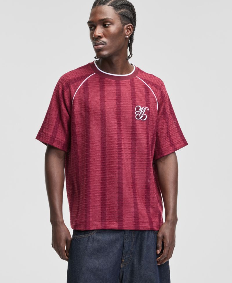 Men's Crochet-Stripe Relaxed T-Shirt