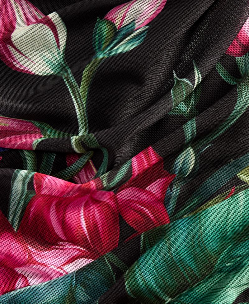 Trendy Plus Size Floral Print Cowlneck Maxi Dress