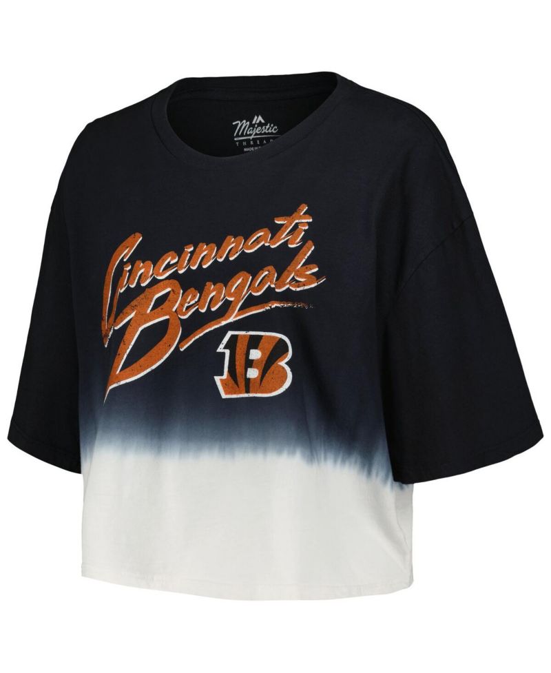 Women's Joe Burrow Black/White Cincinnati Bengals Dip-Dye Player Name & Number Crop Top