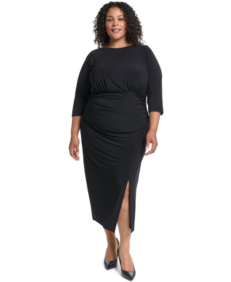Plus Ruched Bodycon Midi Dress
