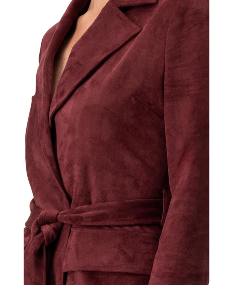 Women's Faux-Suede Blazer with Waist Tie